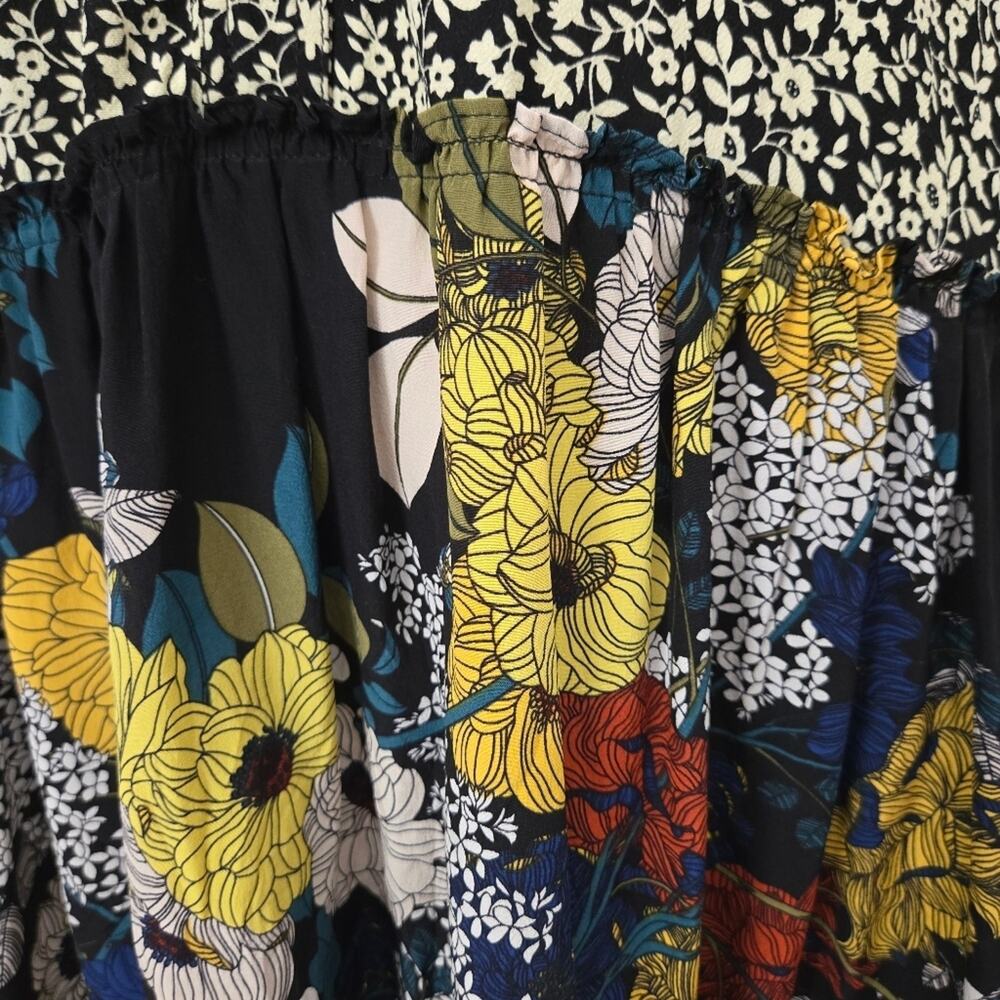 Sandro Paris Patchwork Silk Floral Mini Dress Size 1 S - Boho French Girl - Picture 8 of 14